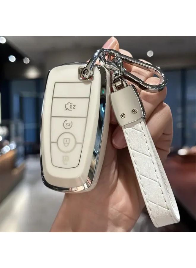 غطاية مفتاح TPU بيضاء متينة لفورد فيوجن إيدج موستانج إكسبلورر F150 F250 F350 إيكو سبورت - Image 4